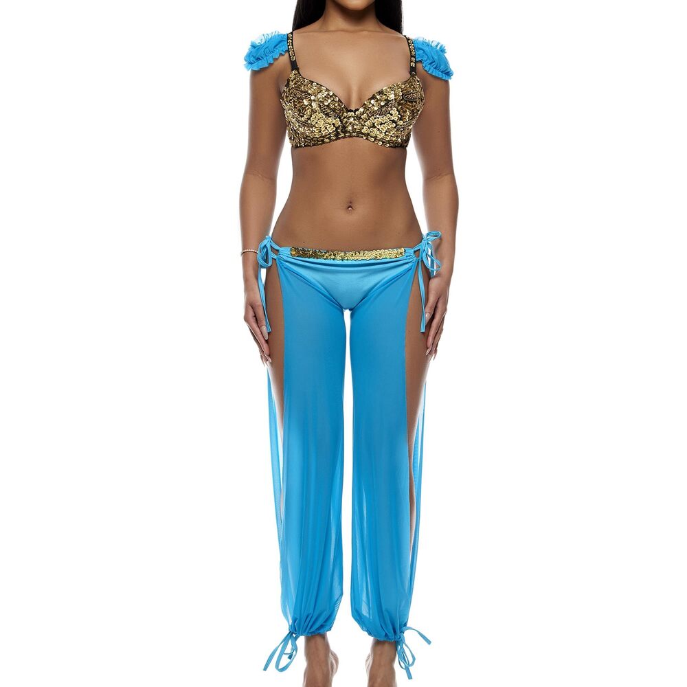6698 Jazzy Jezebel Headband, Top, Pants, Turquoise, Medium/Large